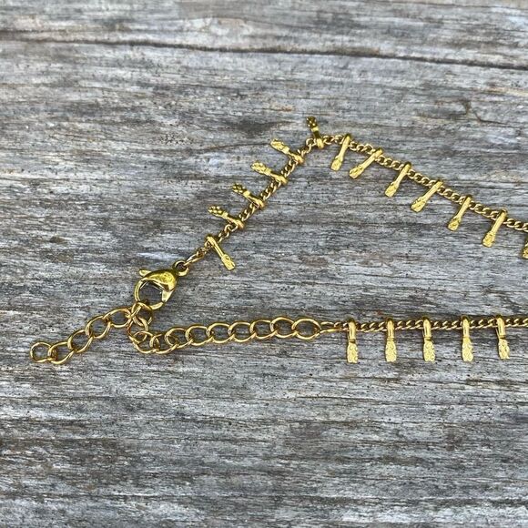 New NWOT Slide Jewelry Matching Gold Boho Fringe Necklace & Bracelet. - Picture 6 of 8